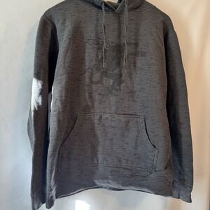 Dragon Graphic Hoodie Mens Large Gray/Black Fleece Lined Pocket Skater Grunge